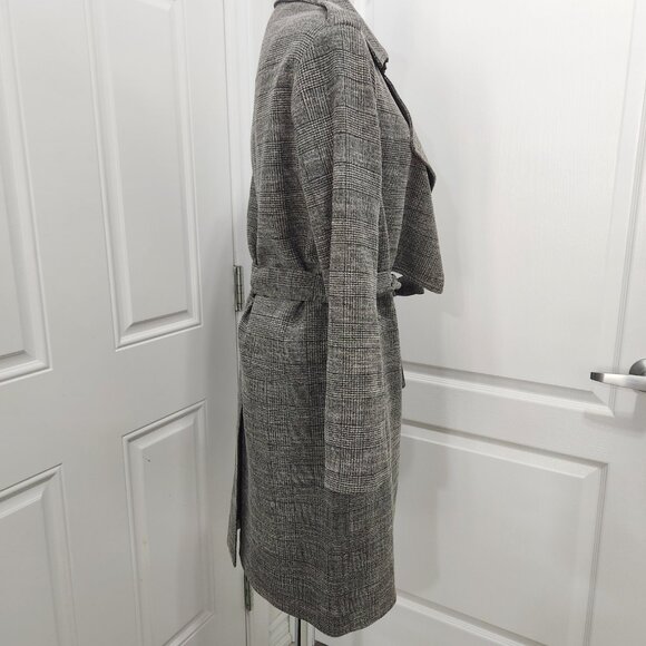 Allsaints Check Print Single Button Tie Waist Trench Coat - Picture 3 of 15